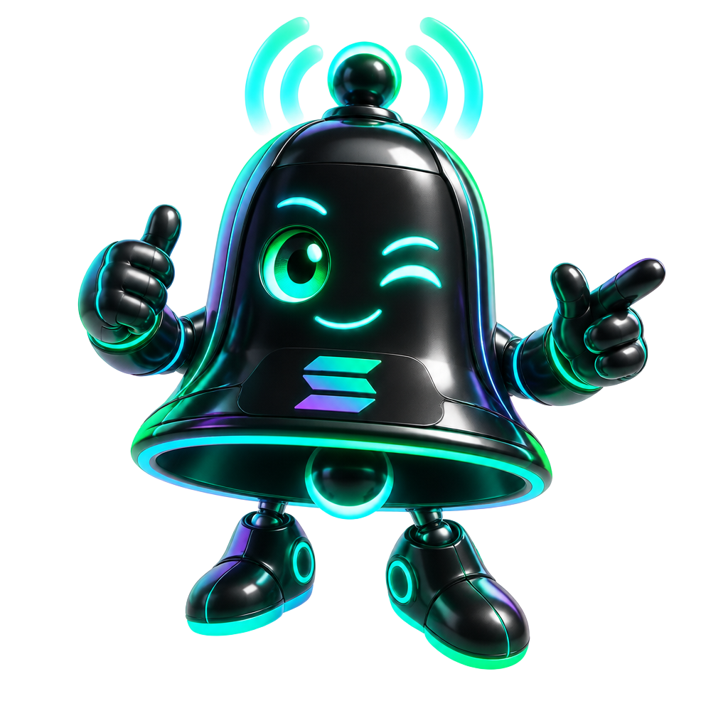 $PING futuristic notification bell mascot